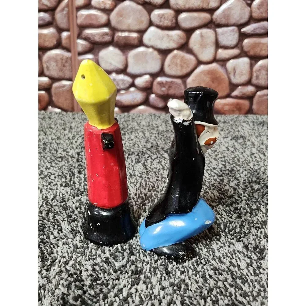Vintage Hand Painted Hobo and a Light Pole Salt and Pepper Shakers -Rare